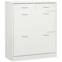 HOMCOM Entryway Shoe Cabinet with 2 Flip Drawers for 12 Pairs - White-Compact design, great for small entryways, hallways, or any narrow places