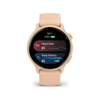 Garmin vivoactive 6 Smartwatch - Metallic Pink Dawn with Pink Dawn Band-BUILT-IN SPORTS APPS - Track the ways you move with more than 80 preloaded GPS and indoor sports apps — including walking, running, cycling, pool swimming, activities for wheelchair users and more.