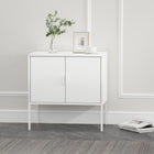 Manhattan Comfort Ava 23.6" Modern Accent Cabinet - White-Features 2 Standard Metal Doors with Vertical Metal Handles