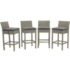 Modway - Conduit Terrasse extérieure Rotin en osier Tabouret de bar - Charbon gris clair - Ensemble de 4-Tabouret de bar extérieur moderne