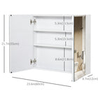Kleankin Cabinet with Mirror, Doors and Shelf - White-Ample storage space with 3 shelves for your makeup, toiletries, medicine, first-aid supplies, and more  