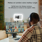 MyBat - Trépied Spotlight Pro - Support en acier inoxydable avec anneau LED 9" et télécommande sans fil - Argent-Base solide et stable - Support fiable et sans tremblements