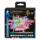 Staedtler 371 C12-2 Pigment Arts Brush Pen - Pastel Colours - 12 Pack-No bleeding through or bleeding of ink