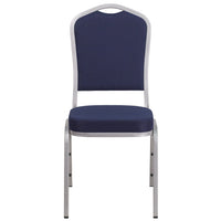 Flash Furniture HERCULES Series Crown Back Stacking Banquet Chair in Navy Fabric - Silver Frame-Multipurpose Banquet Chair