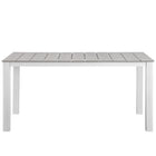 Modway Maine 63" Outdoor Patio Dining Table - White Light Grey-Light Grey Synthetic Wood Slats