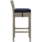 Modway Conduit Outdoor Patio Wicker Rattan Bar Stool - Light Gray Navy - Set of 2-Synthetic PE Rattan Weave