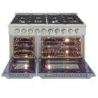 Kucht 48" KDF Series Pro Style Propane Ready Dual Fuel Range - Stainless Steel/Light Blue-Full stainless steel finish with a professional handle and classic silver metal control knobs for a premium, durable look
