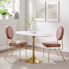 Modway Lippa 48" Oval Wood Dining Table - Gold White-Chip-Resistant Metal Pedestal Base