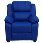 Flash Furniture – Fauteuil en vinyle inclinable pour enfant avec espace de rangement, style contemporain, bleu-Appui-bras rabattables avec rangement