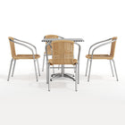 Flash Furniture – Table carrée de 27,5 po en aluminium/4 chaises en rotin beige, intérieur/extérieur TLH-ALUM-28SQ-020BGECHR4-GG-Certifié ANSI et BIFMA