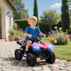 Qaba 6V Battery Powered Kids ATV 4 Wheeler with Music and LED Headlights - Pink-Made of robust metal and PP for a safe, stable experience 