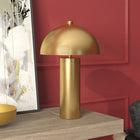 Hudson&Canal York 15" Tall Table Lamp with Metal Shade - Brass/Brass-Rated for one 40W incandescent bulb - 9W LED bulb, 13W fluorescent (CFL) bulb, or 9W self-ballasted LED bulb, E26-base, type G or T bulb, Bulb not included