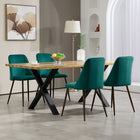 HOMCOM Dining Chairs in Velvet Accent - Green - Set of 4-Solid wood-grain steel legs with thermal transfer printing treatment give you support to maintain a stable position