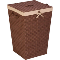 Honey Can Do Woven Strap Hamper with Liner and Lid-Natural linen liner helps to prevent snags on delicate garments