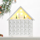HOMCOM Light Up Christmas Advent Calendar House with Countdown Drawers - Village - White-Build-in LED lights to lit up this christmas scene 