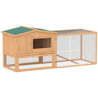 PawHut - Clapier en bois pour lapin, cage à lapin, poulailler avec enclos - 62,25 po L x 22,75 po l x 26,75 po H-Idéal pour les lapins, tortues, lapereaux, cochons d'Inde, furets et autres animaux de taille similaire 