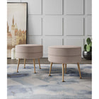 Manhattan Comfort - Bailey pouf rembourré style milieu du siècle 18,11" en mélange de polyester - flocon d’avoine avec pieds dorés - lot de 2-Cadre en bois massif pour plus de durabilité et de fonctionnalité