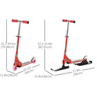 Qaba - Trottinette et luge 2 en 1 pour enfants - Rouge-Guidon réglable en hauteur avec prise souple pour bien s'adapter à différentes tailles d'utilisateurs 