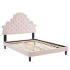 Modway Gwyneth Tufté Performance Velours Lit Plateforme Full Avec Pieds en Bois Noir - Rose-Lit de plateforme complet