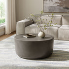 Modway Brion Round Indoor/Outdoor Patio Concrete Coffee Table - Grey-Non-Marking Levelers