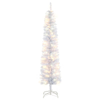 HOMCOM 6' Pre-Lit Pencil Artificial Christmas Tree with 395 Branches - Green-6 ft. tall, lush pencil tree 