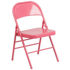Flash Furniture HERCULES ColourBURST Series Bubblegum Pink Triple Braced & Double-Hinged Metal Folding Chair-Triple Braced Frame