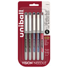 uni-ball Vision Needle Rollerball Pens - 0.7mm - Assorted Colours - 5 Pack-Rollerball Pens