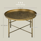 HOMCOM - Table basse ronde 24 po avec plateau martelé en métal - or-Polyvalent comme table basse, table d'appoint ou table de nuit