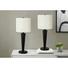 Monarch Specialties 24" H Table Lamp - Black Metal / Ivory / Cream Shad - Set Of 2-Each lamp is embedded with an easy to use on/off rotary switch along with a USB port to conveniently re-charge your devices within easy reach