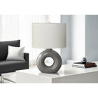 Monarch Specialties 24" H Contemporary Table Lamp - Dark Grey Ceramic / Ivory / Cream Shade-A convenient on/off rotary switch operates up to a 100W bulb (not included) to instantly illuminate a living room, office, or bedroom space