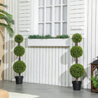 HOMCOM - Plantes décoratives artificielles de buis en pots 45,3 po - vert - lot de 2-Protection UV, convient à une utilisation intérieure et extérieure 