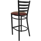 Flash Furniture HERCULES Series Black Ladder Back Metal Restaurant Barstool - Burgundy Vinyl Seat - 2 Pack-2.5" Thick Foam Padded Seat