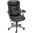 Staples Osgood Bonded Leather High-Back Manager's Chair - Black-Built-in lumbar support helps relieve lower-back stress and fatigue