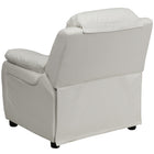 Flash Furniture – Fauteuil inclinable moderne de luxe pour enfants, vinyle, très rembourré, rangement dans les accoudoirs, blanc-Dossier et appui-bras rembourrés en peluche