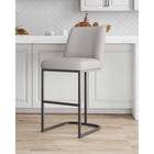 Manhattan Comfort - Serena tabouret de bar moderne 45 cm en similicuir rembourré - gris clair-Cadre en métal avec finition noire mate