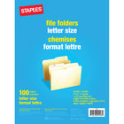Staples – Chemises de classement en papier recyclé, format lettre, manille, paquet de 100-Onglets réversibles mi-largeur pour un étiquetage facile