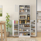 HOMCOM 66.5" H Freestanding Kitchen Pantry Cabinet with Hutch - White-Eight side racks behind doors maximize space for spices 