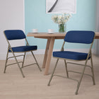 Flash Furniture HERCULES Series Premium Curved Triple Braced & Double Hinged Navy Fabric Metal Folding Chairs - 2 Pack-Grey Powder Coated Frame Finish
