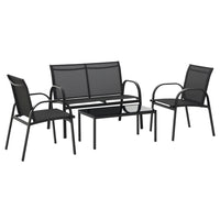 Outsunny 4-Piece Garden Conversation Patio Furniture Set with Loveseat - Dark Grey-4-piece patio sectional furniture set: 1 coffee table, 1 double chair and 2 single chairs 