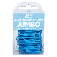 JAM Paper Colourful Jumbo Paper Clips - 2"- Baby Blue - 75 Pack -Colour: Baby Blue