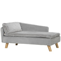 PawHut Dog Sofa Bed with Cushion and Pillow - Light Grey-Soft plush fabric ensures comfort for your dog 