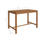 Modway Eleni 5-Piece Outdoor Teak Wood Bar Set - Natural Sail-56 Inch Slatted Tabletop