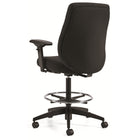 Staples Newdale Medium Back Office Stool - Fusion Carbon Fabric - Black-Height adjustable chrome footrest