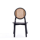 Manhattan Comfort - Chaise de salle à manger Versailles 47 cm dossier rond style industriel chic - noir et cannage naturel - lot de 4-Siège en contreplaqué