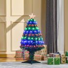 HOMCOM - Arbre de Noël artificiel de 3FT pré-éclairé à fibres optiques LED décoration de vacances-L'éclairage à fibre optique et à LED intégré dans l'arbre offre un affichage éblouissant 