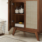 Modway Soma 30" Bathroom Vanity - Walnut/White-Rattan Weave Doors