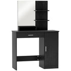 HOMCOM Vanity Desk with Mirror and Shelves - 35.4" L x 15" W x 54.3" H - Black-A clear mirror makes your makeup more convenient 