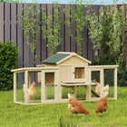 PawHut - Poulailler, grand clapier en bois pour lapins avec pondoir, enclos - rampe-Espace intérieur spacieux pour un environnement confortable et privé 