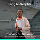 	 Logitech Keys-To-Go 2 Portable Wireless iPad Keyboard with Built-in Cover -  Pale Grey-3 Years of Battery Life: Long battery autonomy for up to 3 years so you can type worry-free, the Keys-To-Go 2 portable wireless keyboard comes pre-installed with included coin cell batteries