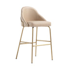 Manhattan Comfort Gracie 22" Modern Leatherette Upholstered Barstool - Tan and Gold - 2 Pack-Weight Capacity: 275 Lbs. Each